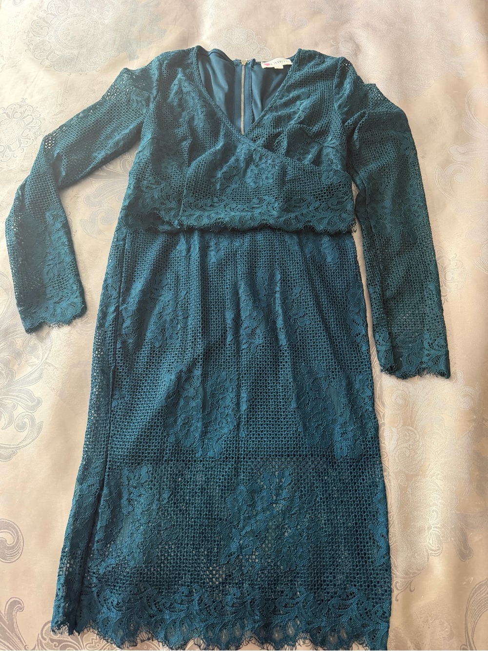 Teal Lace Long-Sleeve Wrap set